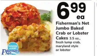ACME Fisherman's net jumbo baked crab or lobster cakes offer