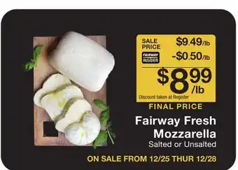 Fairway Store Market Fairway fresh mozzarella offer