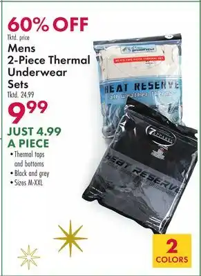 Boscov's Mens 2-piece thermal underwear sets offer