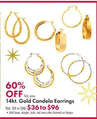 Boscov's 14kt gold candela earrings offer