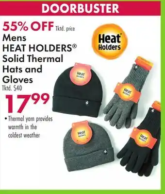 Boscov's Mens heat holders solid thermal hats and gloves offer