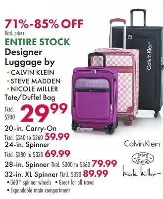 Boscov's Entire stock designer luggage by offer