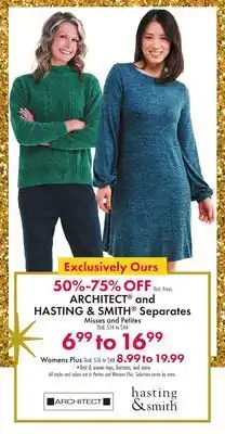 Boscov's Architect and hasting & smith separates offer