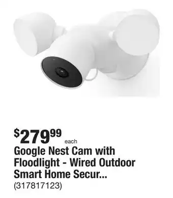 The Home Depot Google nest cam with floodlight - wired outdoor smart home security camera offer