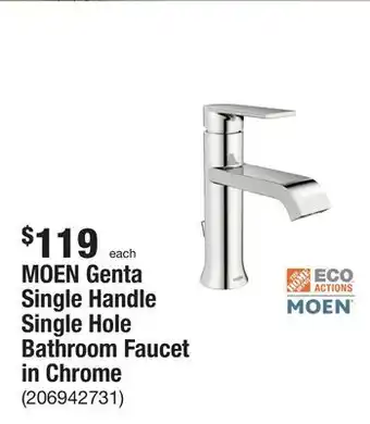 The Home Depot Moen genta single handle single hole bathroom faucet in chrome offer