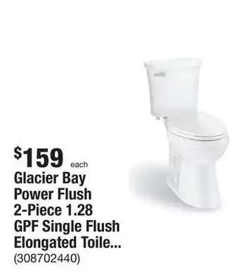 The Home Depot Glacier bay power flush 2-piece 1.28 gpf single flush elongated toilet in white with slow-close seat included offer