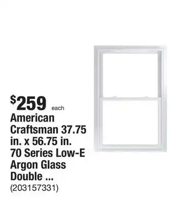The Home Depot American craftsman 37.75 in. x 56.75 in. 70 series low-e argon glass double hung white vinyl fin with j window, screen incl offer