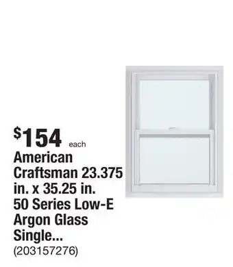 The Home Depot American craftsman 23.375 in. x 35.25 in. 50 series low-e argon glass single hung white vinyl fin window, screen incl offer