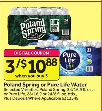 Stop&Shop Poland spring or pure life water offer