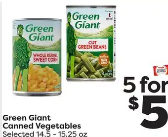 Weis Markets Green giant canned vegetables offer