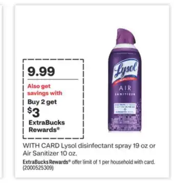 CVS Lysol disinfectant spray 19 oz or air sanitizer 10 oz offer