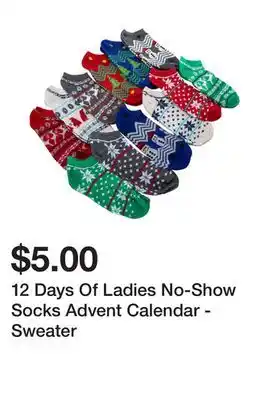 Five Below 12 days of ladies no-show socks advent calendar - sweater offer