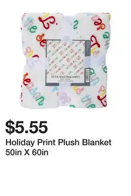 Five Below Holiday print plush blanket 50in x 60in offer