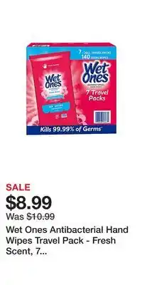Wet ones antibacterial hand wipes travel pack - fresh scent, 7 pk./20 ct