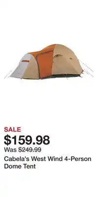 Cabela's Cabela's west wind 4-person dome tent offer