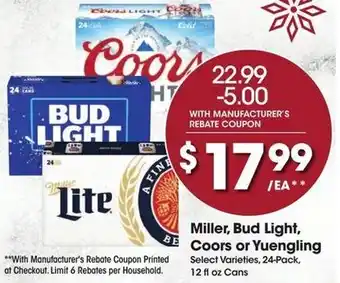 Kroger Miller, Bud Light, Coors or Yuengling offer