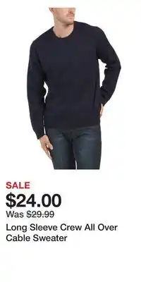 TJ Maxx Long sleeve crew all over cable sweater offer