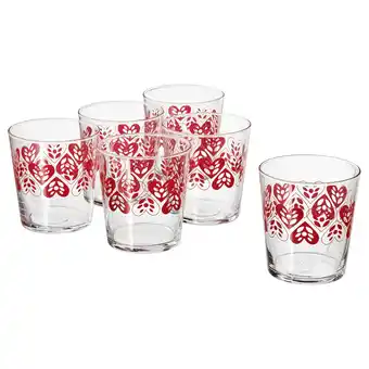 Ikea Vinterfint Glass, heart pattern clear glass/red, 10 oz offer