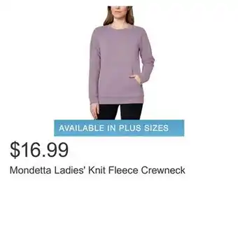 Costco Mondetta ladies' knit fleece crewneck offer