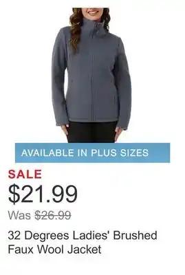 Costco 32 degrees ladies' brushed faux wool jacket offer