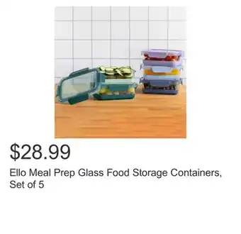 Costco Ello meal prep glass food storage containers, set of 5 offer