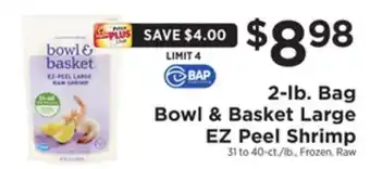 ShopRite 2-lb. bag large ez peel shrimp offer