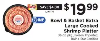 ShopRite Extra large cooked shrimp platter offer