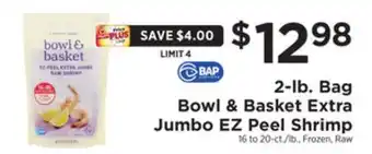 ShopRite 2-lb. bag extra jumbo ez peel shrimp offer