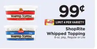 ShopRite Whipped topping offer