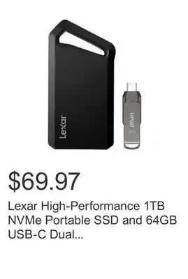 Costco Lexar high-performance 1tb nvme portable ssd and 64gb usb-c dual drive storage bundle offer