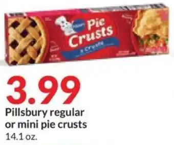 Hy-Vee Pillsbury regular or mini pie crusts offer