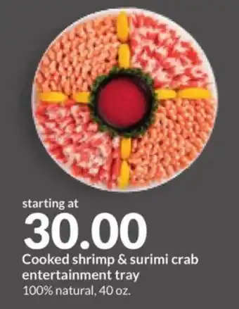 Hy-Vee Cooked shrimp & surimi crab entertainment tray offer