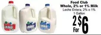 Rancho Markets Food Club Whole, 2% or 1% Milk offer