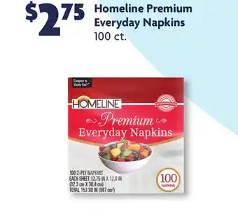 Family Dollar Homeline premium everyday napkins offer