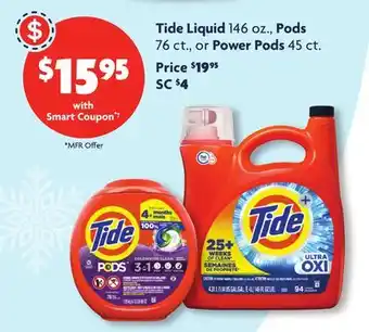 Family Dollar Tide liquid 146 oz., pods 76 ct., or power pods 45 ct offer
