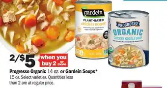 Meijer Progresso organic 14 oz. or gardein soups* 15 oz offer