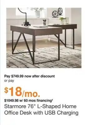 Ashley Furniture Starmore 76 l-shaped home office desk with usb charging offer