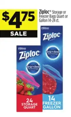 Dollar General Ziploc storage or freezer bags quart offer