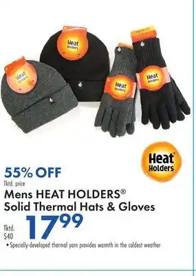 Boscov's Mens heat holders solid thermal hats & gloves offer
