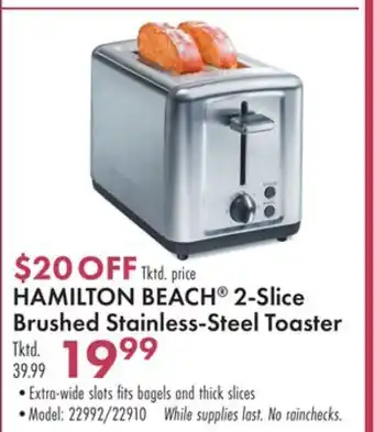 Boscov's Hamilton beach 2-slice brushed stainless-steel toaster offer