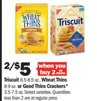 Meijer Triscuit 6.5-8.5 oz., wheat thins 8-9 oz. or good thins crackers* 3.5-7.5 oz offer