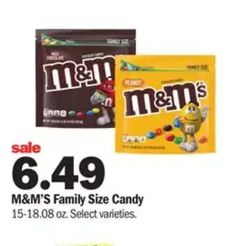 Meijer M&m's family size candy offer
