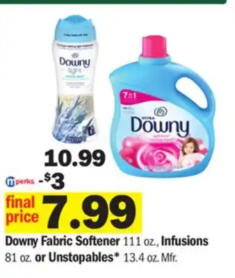 Meijer Downy fabric softener 111 oz., infusions 81 oz. or unstopables* 13.4 oz offer