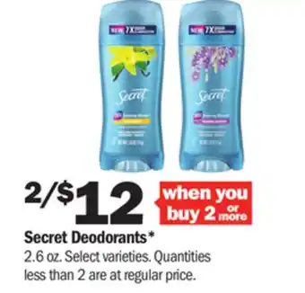Meijer Secret deodorants offer