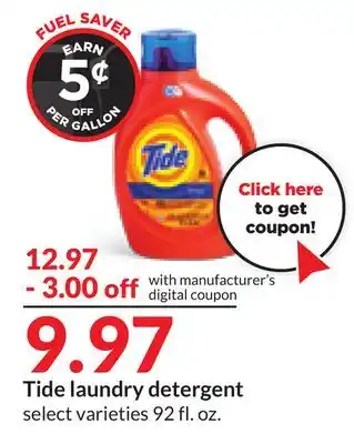 Hy-Vee Tide laundry detergent offer