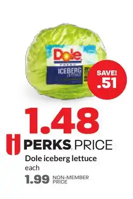 Hy-Vee Dole iceberg lettuce offer