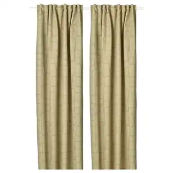 Ikea Lönnstävmal black-out curtains, 1 pair, light olive-green, 57x84 offer