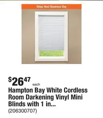 The Home Depot Hampton bay white cordless room darkening vinyl mini blinds with 1 in. slats-35 in. w x 48 in. l (actual size 34.5 in. w x 48 offer