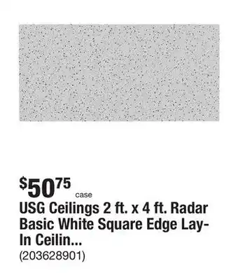 The Home Depot Usg ceilings 2 ft. x 4 ft. radar basic white square edge lay-in ceiling tile, case of 8 (64 sq. ft) offer