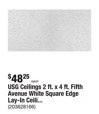 The Home Depot Usg ceilings 2 ft. x 4 ft. fifth avenue white square edge lay-in ceiling tile, case of 8 (64 sq. ft.) offer